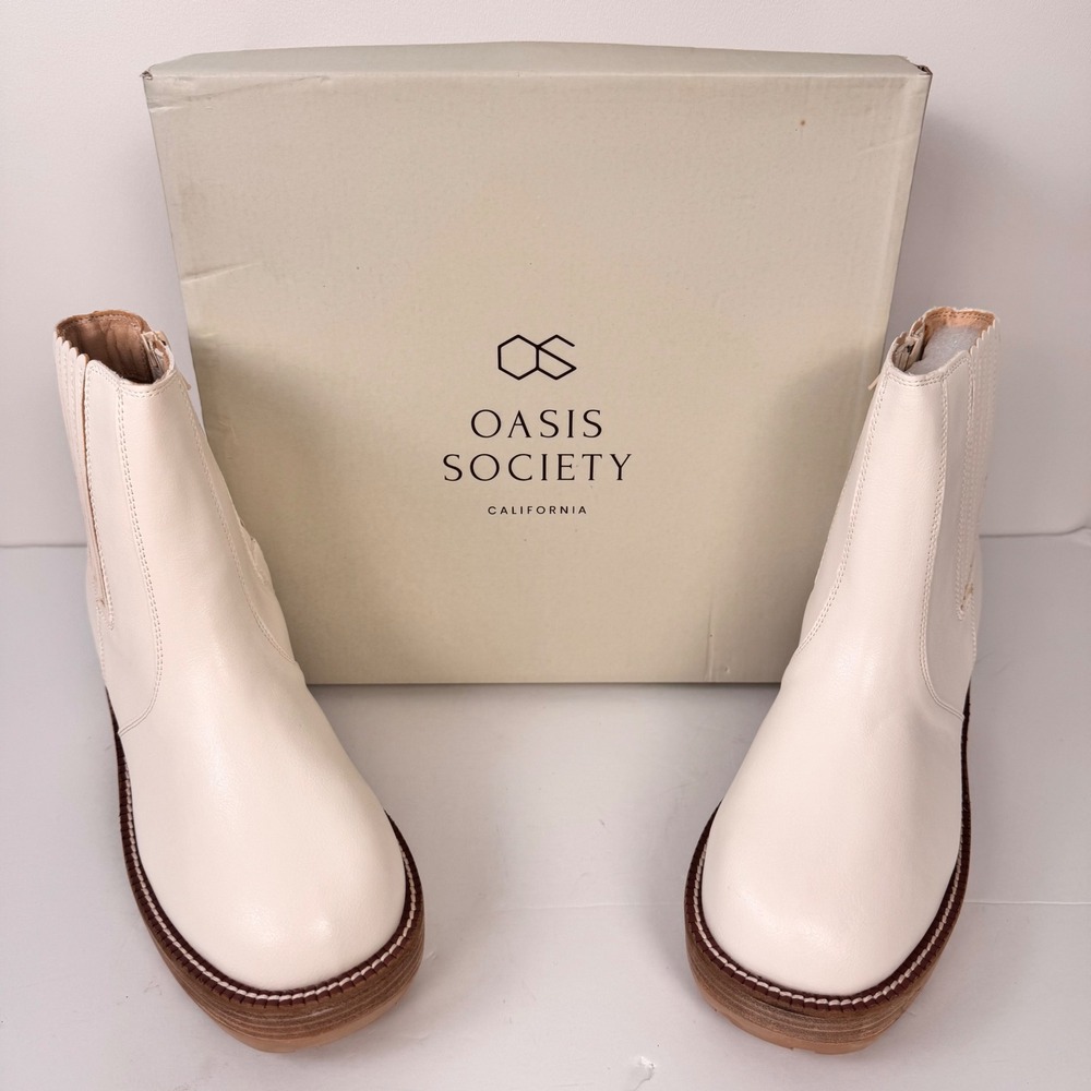 NIB Oasis Society Aubrey Boot Women Size 9 White Platform Chunky Block Heel